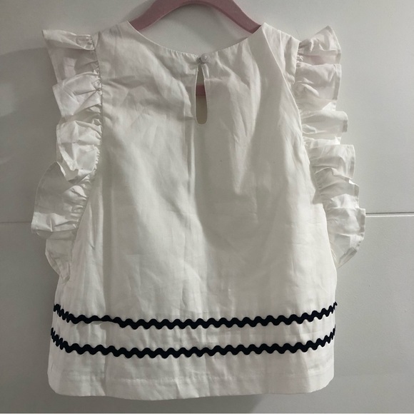 Janie and Jack Ric Rac Ruffle Sleeve Top White Size 4 - Picture 6 of 7